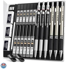 6PCS Art Mechanical Pencil Set, 3PCS Metal Drafting Pencil 0.5 mm & 0.7 mm & ...