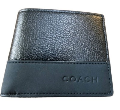 Coach Men s Black Stripe Leather Bifold Wallet NWT Bifold 