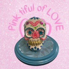 Diamond Art Ceramic Figurine   Colorful Sugar Skull Sparkle D cor