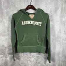 Vintage Abercrombie Fitch Hoodie Womens Medium Green Fleece Y2K Spellout