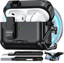 For Airpods Pro 3 Case with Lock Black  Compatible with Magsafe,With Phone St