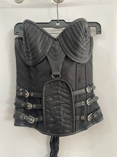 Steampunk Gothic Corset Black Faux Leather Bustier Goth Cosplay festival Medium