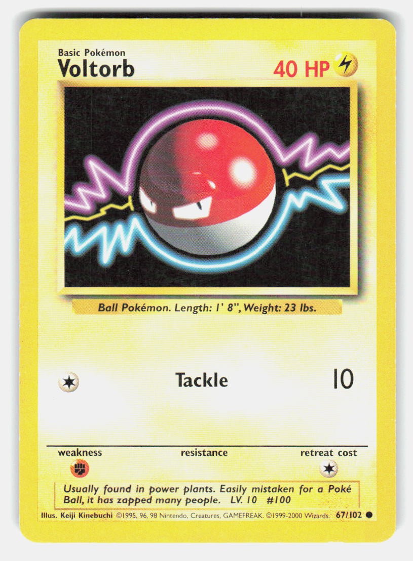 Voltorb 67/102 Common Base Set Unlimited Pokemon Lightly Played