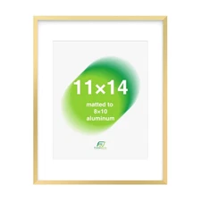 11x14 Matted to 8x10 Picture Frame – Aluminum Frame w/Tempered Glass, Removab...