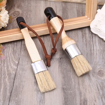 6 Pcs Natural Bristle Brush Round Chalk&Wax Paint Brush DIY Painting Waxing Tool