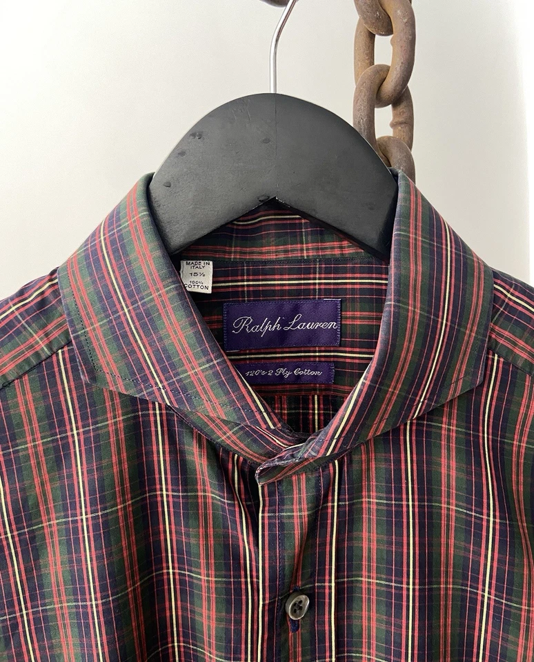 Ralph Lauren фиолетовый ярлык Tartan клетку вырез воротник Италии рубашка на пуговицах 15,5 - Изображение 3 из 4
