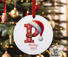 Personalized Name Christmas Ornament Santa Monogram 2025 Xmas Gift