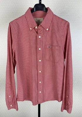 HOLLISTER Herren Gr. S Hemd rot weiß kariert langarm 100% Baumwolle 002 - Bild 1 von 4