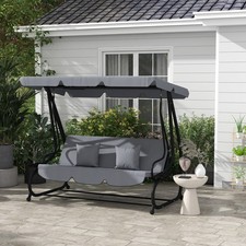 3 Seater Garden Swing Chair 2-in-1 Hammock Bed w/ Tilting Canopy