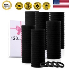 120PCS Black Hair Ties for Thick Hair   Seamless No Damage Elastic Ponytail H...