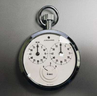 Junghans Mechanical Metal Stopwatch, Silver Case, White Dial - Works Flawlessly