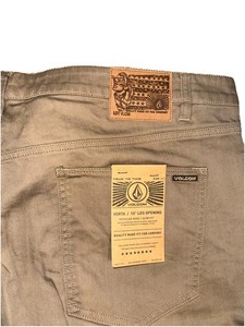 Volcom Vorta Slim Straight Stretch Denim Jeans Tan  Mens Size 40 x 32 New