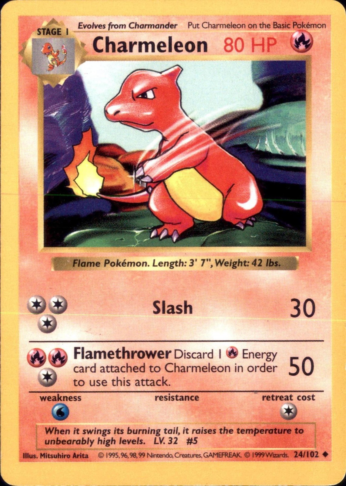 Base Set (Shadowless) #024/102 Charmeleon
