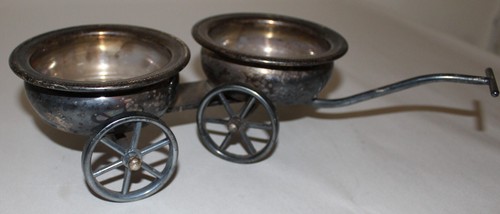 FB Rogers Silver Company 1883 Wheeled Cart Wagon Condiment Dish / Coaster Holder - Picture 9 of 12
