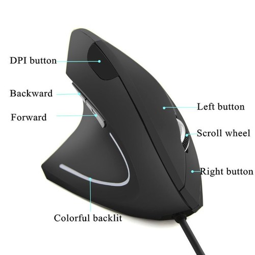 USB Wired Computer Gaming Mouse Ergonomic Optical Vertical Mouse 800 1200 1600 D - Picture 4 of 6