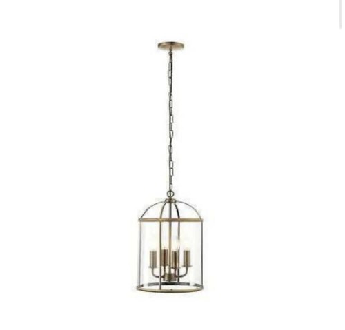 Hanging Ceiling Pendant Light In Lantern Cage In Satin Silver Finish-RRP £159.99 - Picture 5 of 6