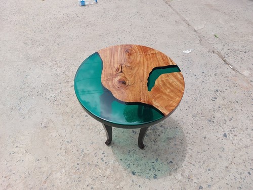 Epoxy Table, Live Edge Wooden Table , Epoxy Resin River Table, Round Natural Woo - Picture 5 of 18