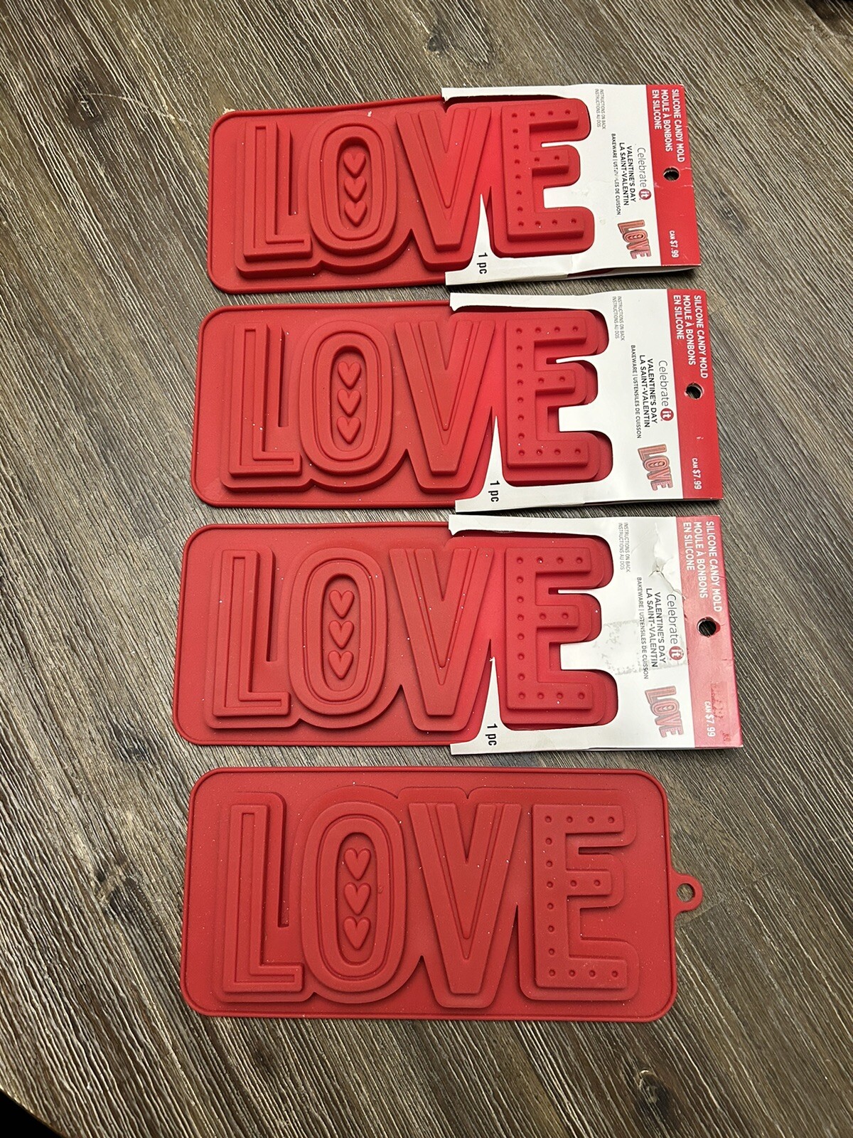 Celebrate It Valentines Day Silicone Candy Mold LOVE Shape NEW Set of 4