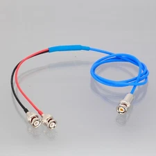 Triax 3-Lug TRB Male to 2x BNC Male HI Red + Guard Black Splitter Cable 2~9FT