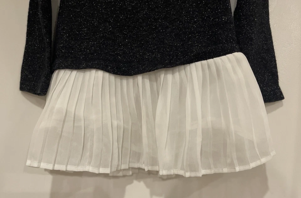 Vestido pulóver brillante manga larga babyGap niña pequeña negro blanco 2 años Foto 3 de 4