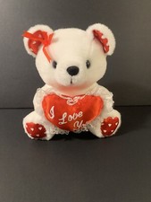 White Teddy Bear Valentine's Day  I Love You  10" Plush