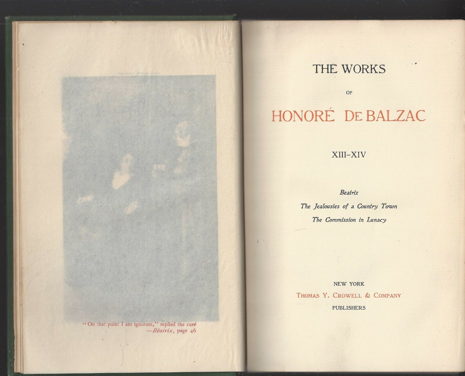 Balzac's works XIIIXIV Honre De Balzac Beatrix Jealousies TY Crowell