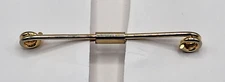 Vintage Collar Stay Pin Bar Clasp Clip Gold Tone Thin bar w/ Curling Ends