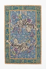 Handmade Wool Tufted Rug Agnes Design Blue Oriental Tiger Pattern Decor