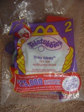 McDonalds MIP Happy Meal Toy Teletubbies Purple 2 Tinky Winky Plush Clip On New