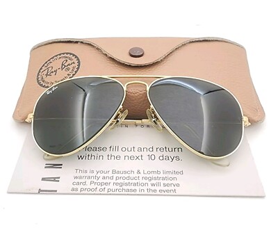 Vintage B&L Ray Ban Bausch & Lomb Gold Aviators G15 Gray 58mm w
