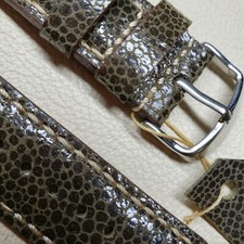 Brown polished stingray embossed watch band 22 mm, genuine leather, all handmade