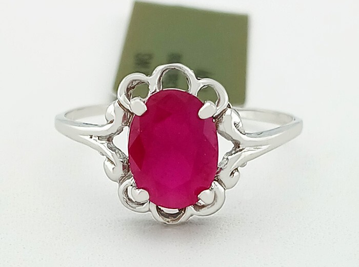 GENUINE 1.85 Cts RUBY RING 10k WHITE GOLD - Free Certificate Appraisal - NWT