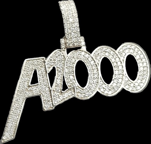 Classy Round Cut Moissanite VVs Clarity Custom Letter Name Pendant 925 Silver - Picture 2 of 5