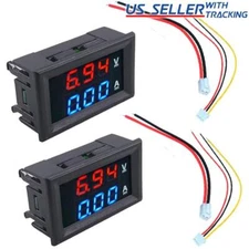 2pcs DC 100V 10A Voltmeter Ammeter LED Dual Volt Amp Meter Voltage Current Gauge