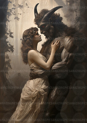 Fantasy Forest Creature Art Print Mythical Romance Gothic Woodland Love E08
