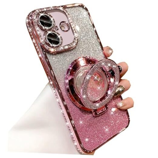 Glitter Kickstand Case for iPhone 16 Plus, Luxury Bling Sparkly