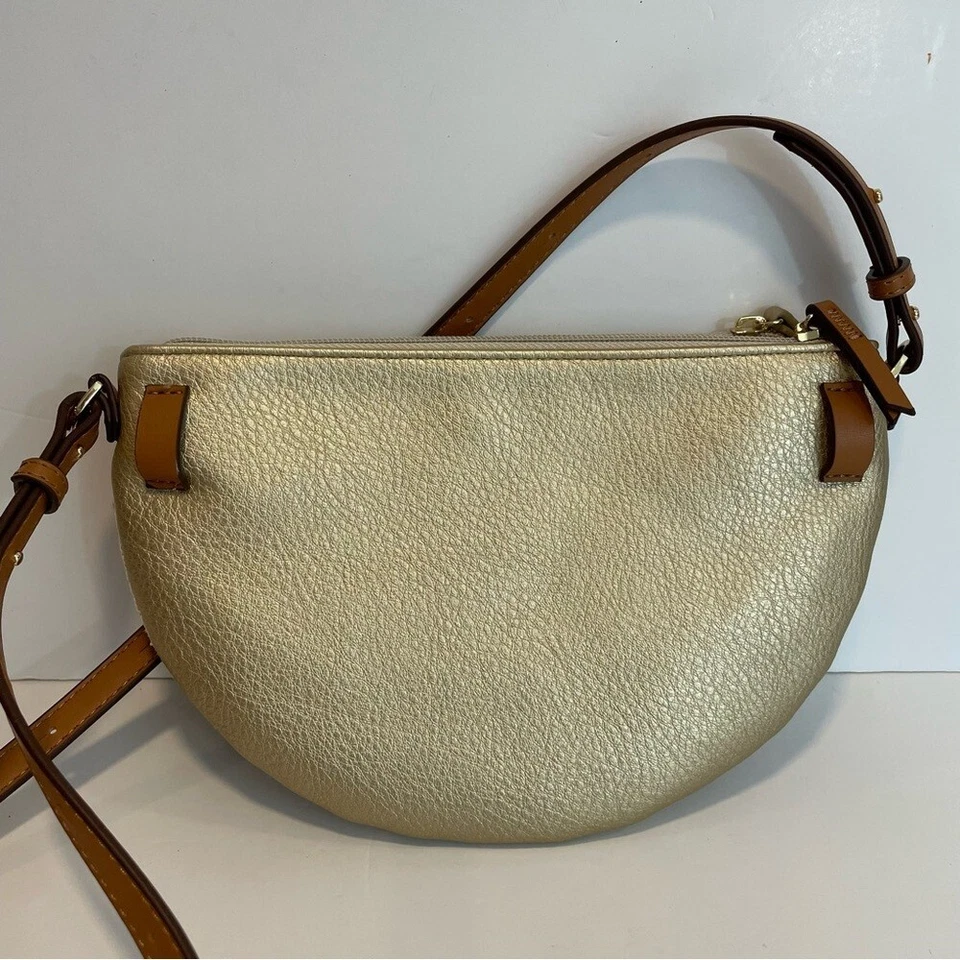 Stella & Dot Convertible Purse Belt Bag Gold Silver Round Clutch Pouch Crossbody - Изображение 4 из 4