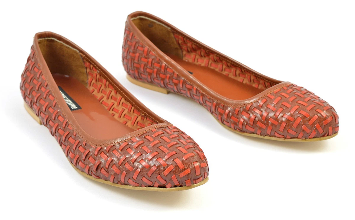 Tan woven hotsell flat shoes