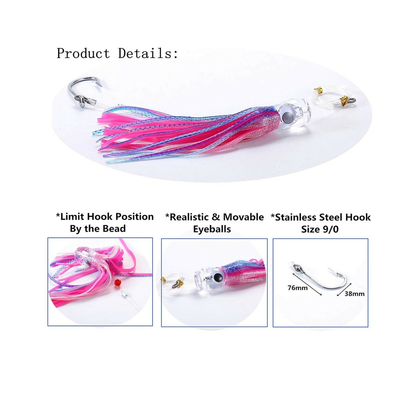 Trolling Skirt Lures Set of 4pcs 9 inch Fishing Saltwater Lures for Tuna Mahi... - Image 3