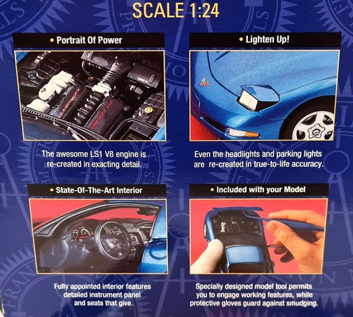 Franklin Mint 1/24 Chevrolet Corvette 2003 C5 50th Anniversary Blue Model Car - Foto 7 di 12