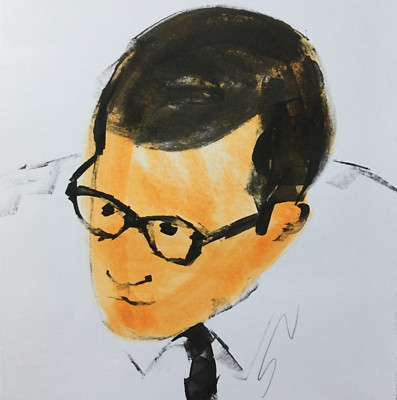 Überlegen Sie genau - Original signierte Portrait Tusche Skizze Zeichnung A4 ca.