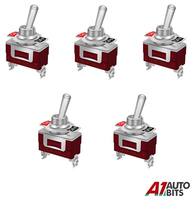 5X Kippschalter Ein/Aus Standard 12 mm 15A 250V AC SPST 2-polig Auto Boot