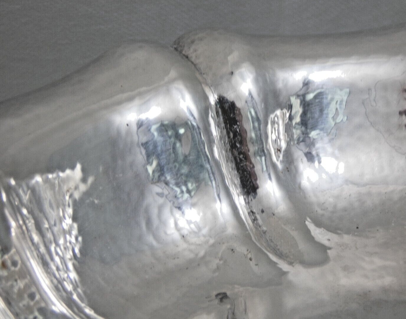 FINE 800 SILVER MODERN FRUIT BOWL HAND WROUGHT / HAMMERED Italy  (not sterling )