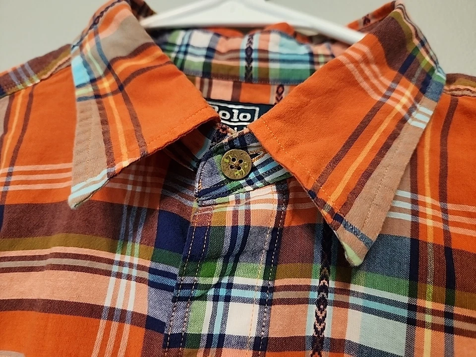 Vintage Polo Ralph Lauren Mens Large Green Blue Orange Aztec Pockets - Image 3 of 4