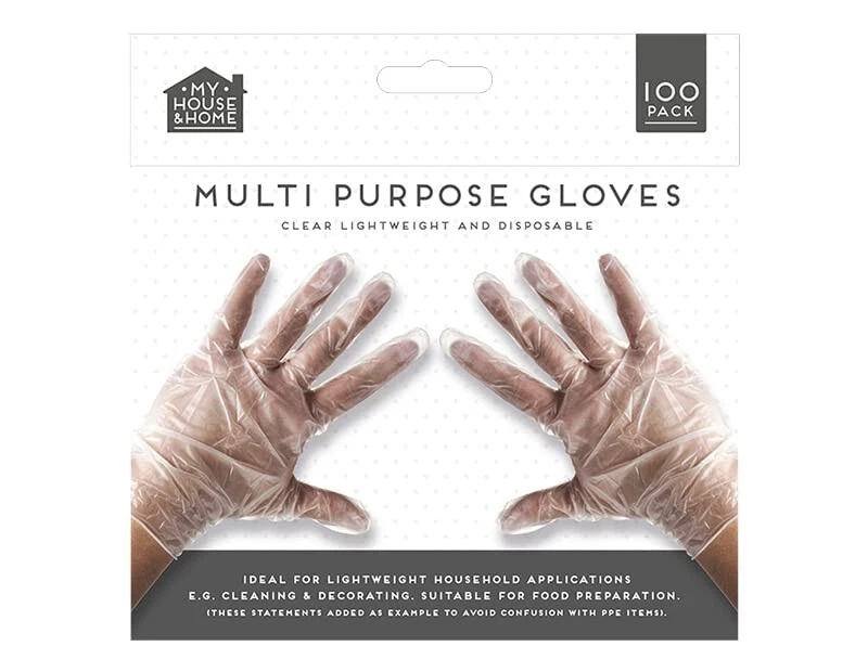 Lightweight & Disposable Clear Polythene Plastic Hygiene Gloves - Box of 100