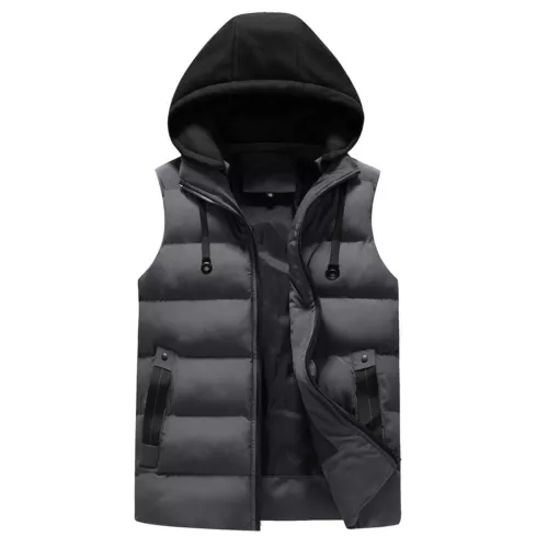 Men's Thicken Winter Vest Padded Waistcoat Puffer Jacket with Removable Hood - Foto 4 di 20