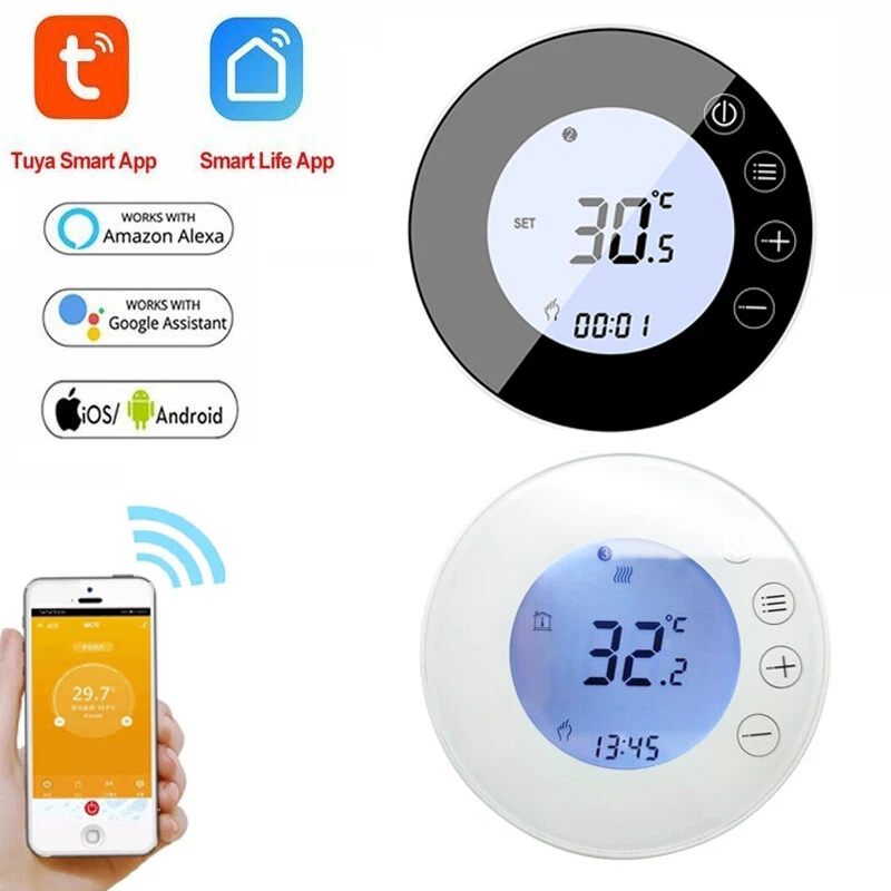 WiFi Intelligent Thermostat with RGB Colorful LCD Display Electric Heating Thermostat Indoor Constant Temperature Controller Digital Programmable