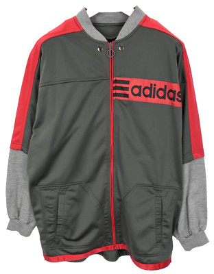 Adidas Jacke Herren UK 44-46 Vintage Bomber Kontrast Mischung Einsätze Full Zip