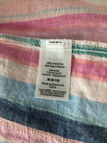 TIME AND TRU WARM COMBO STRIPED WOVEN LINEN BLEND Tank Sz M* - Picture 7 of 10