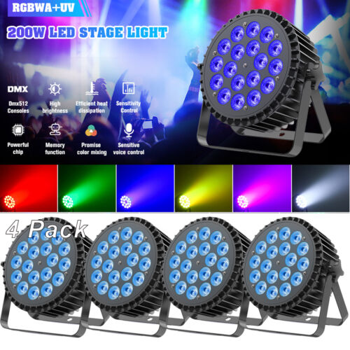 18x12W 6in1 LED RGBWA UV Stage Lighting PAR Light DMX Beam Party DJ Disco Lights